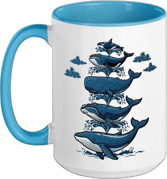 Whale Tower Stacked Ocean Marine Life Whale Watching Ceramic Mug