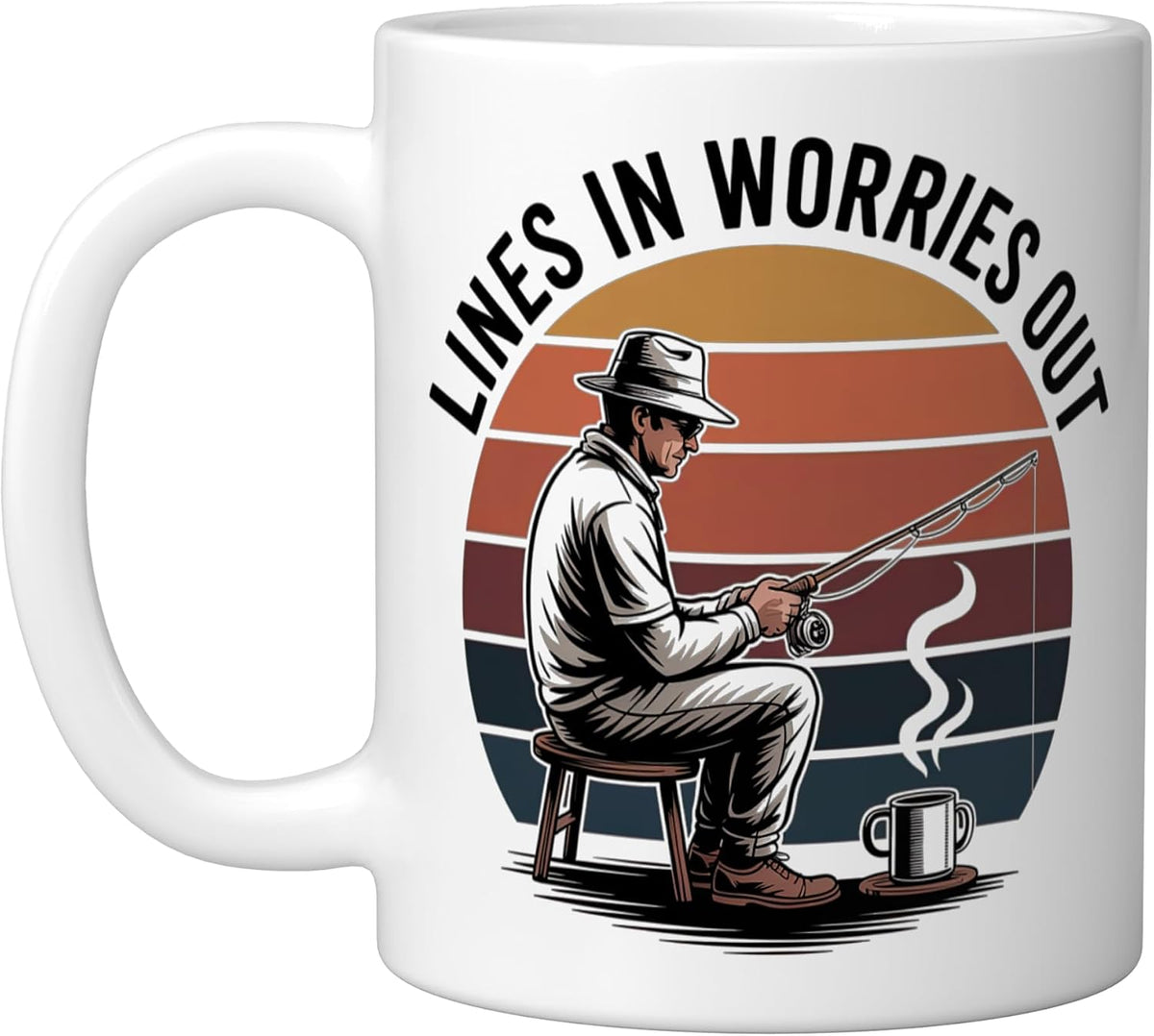 Relaxing Angler's Delight Colorful Fish Catch Design Ceramic Mug