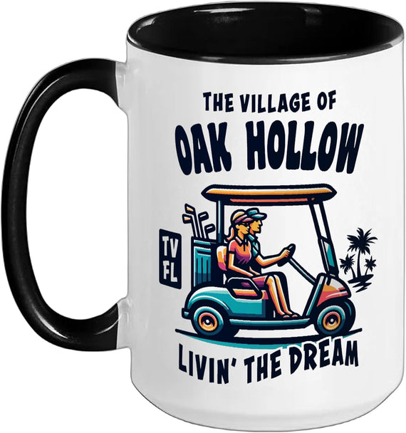 The Village Of Oak Hollow Golf Cart Design Ceramic Mug