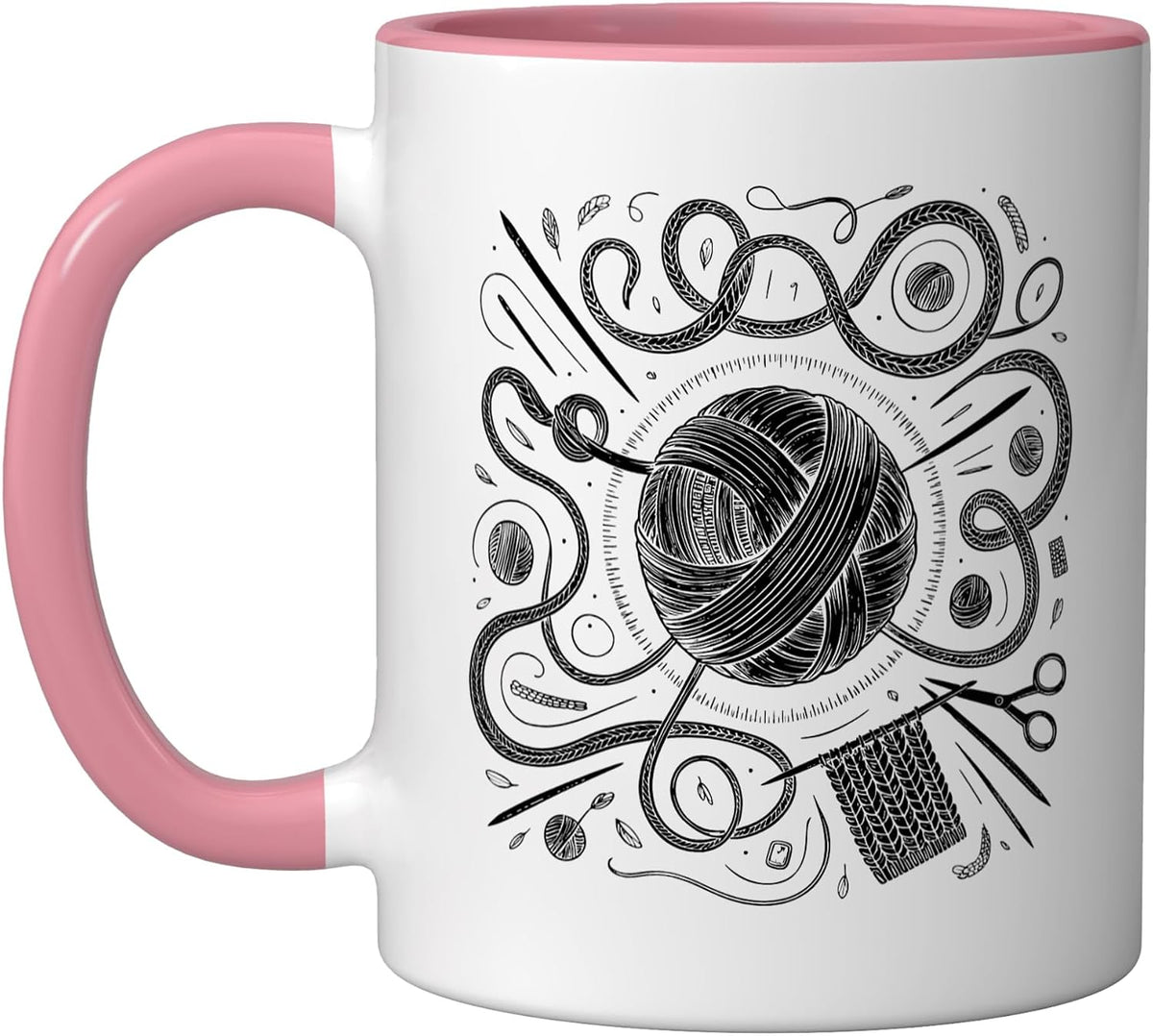 Knitter Vintage Badge Yarn Needles Craft Lover Ceramic Mug
