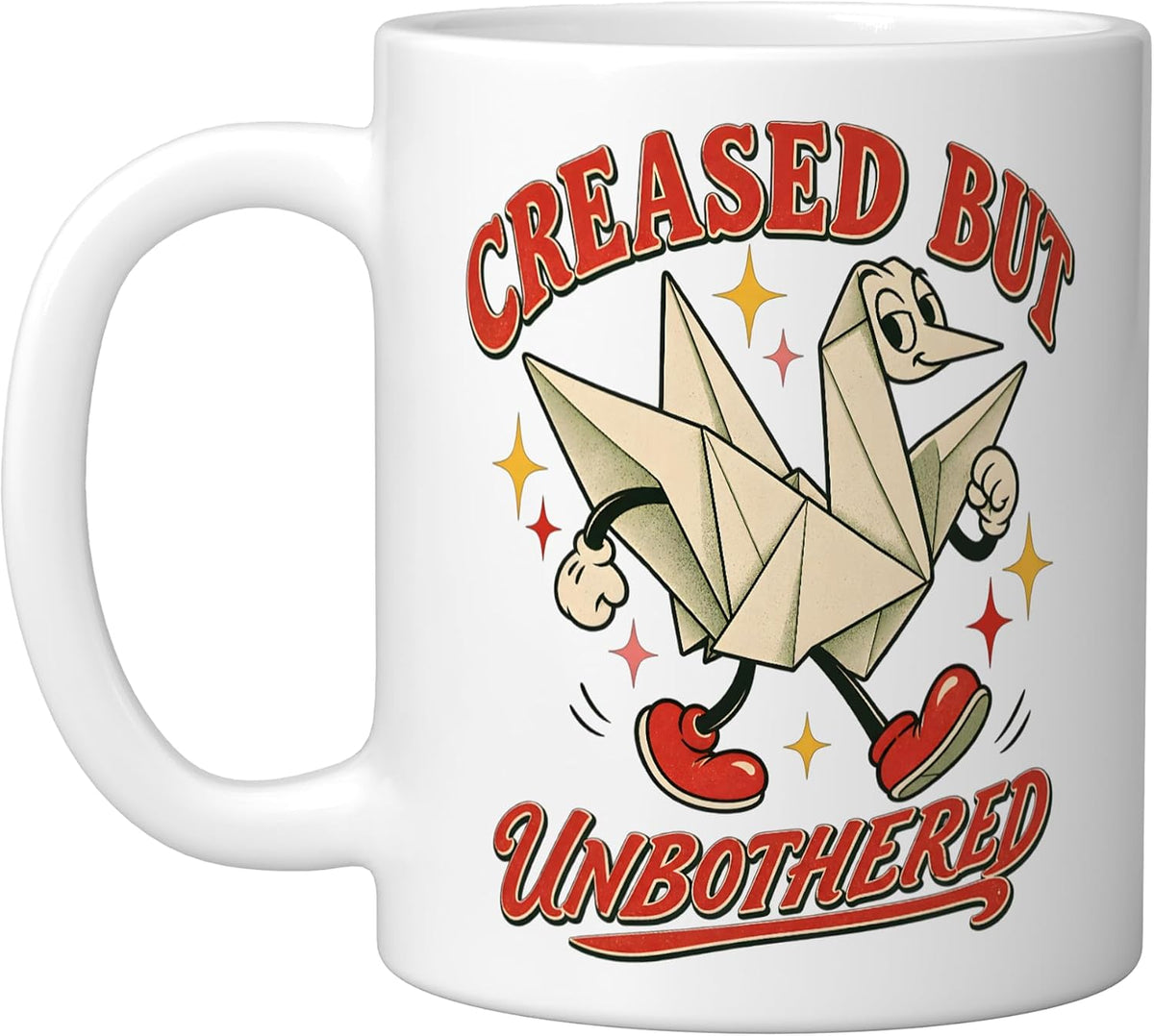 Origami Crane Creased But Unbothered Funny Ceramic Mug