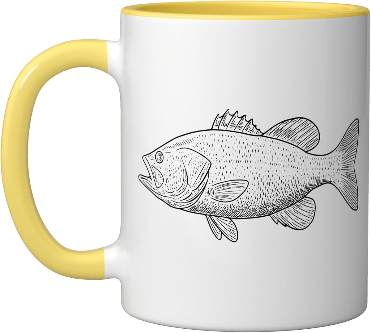 Bass Fish Illustration Fisher Fishing Ceramic Mug