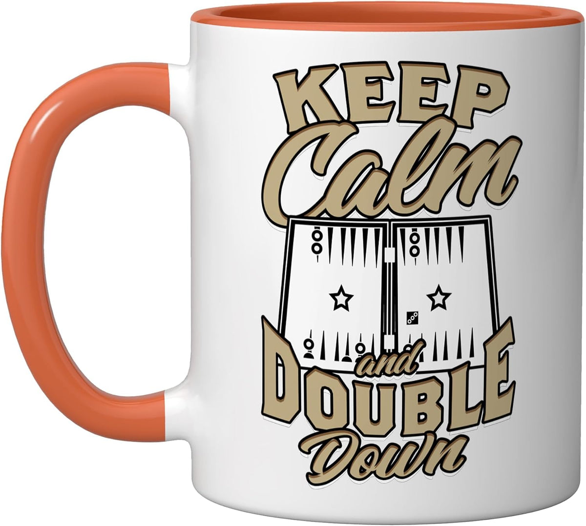 Backgammon Keep Calm And Double Down Ceramic Mug