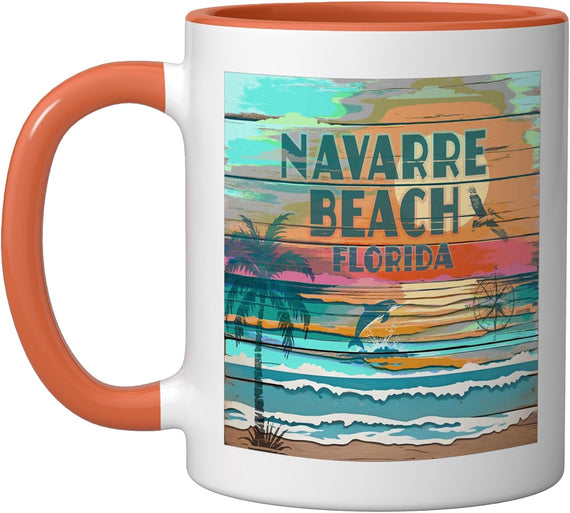 Navarre Beach Pensacola Florida Rustic Coastal Nautical Ceramic Mug