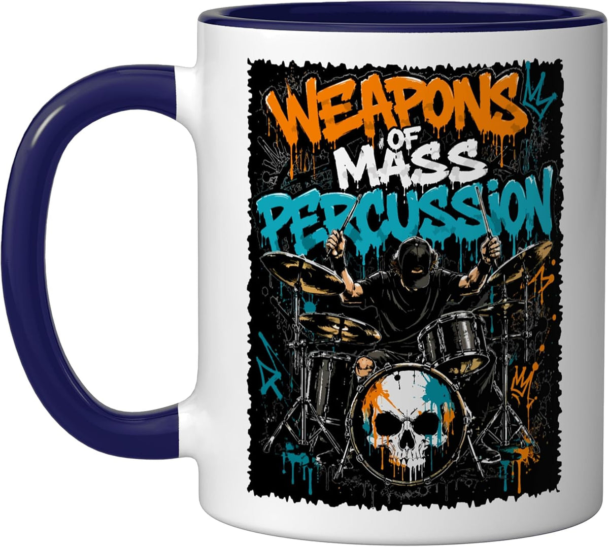 Weapons Mass Percussion Drummer Drum Set Skull Graffiti Ceramic Mug