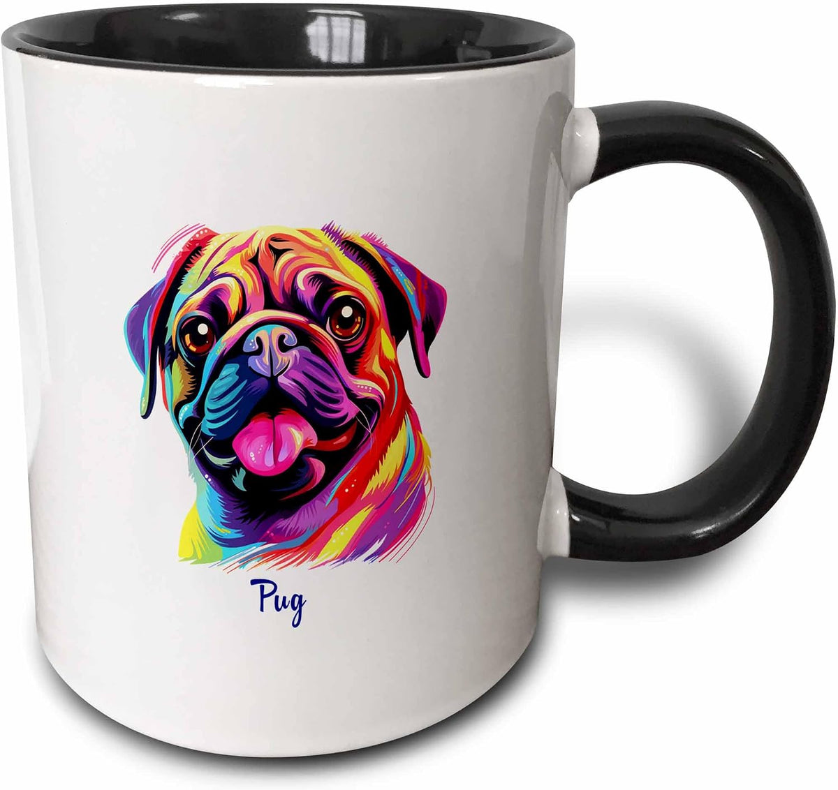 Pug Dog Breed. Colorful Painting Art. Amazing Gift For Ceramic Mug