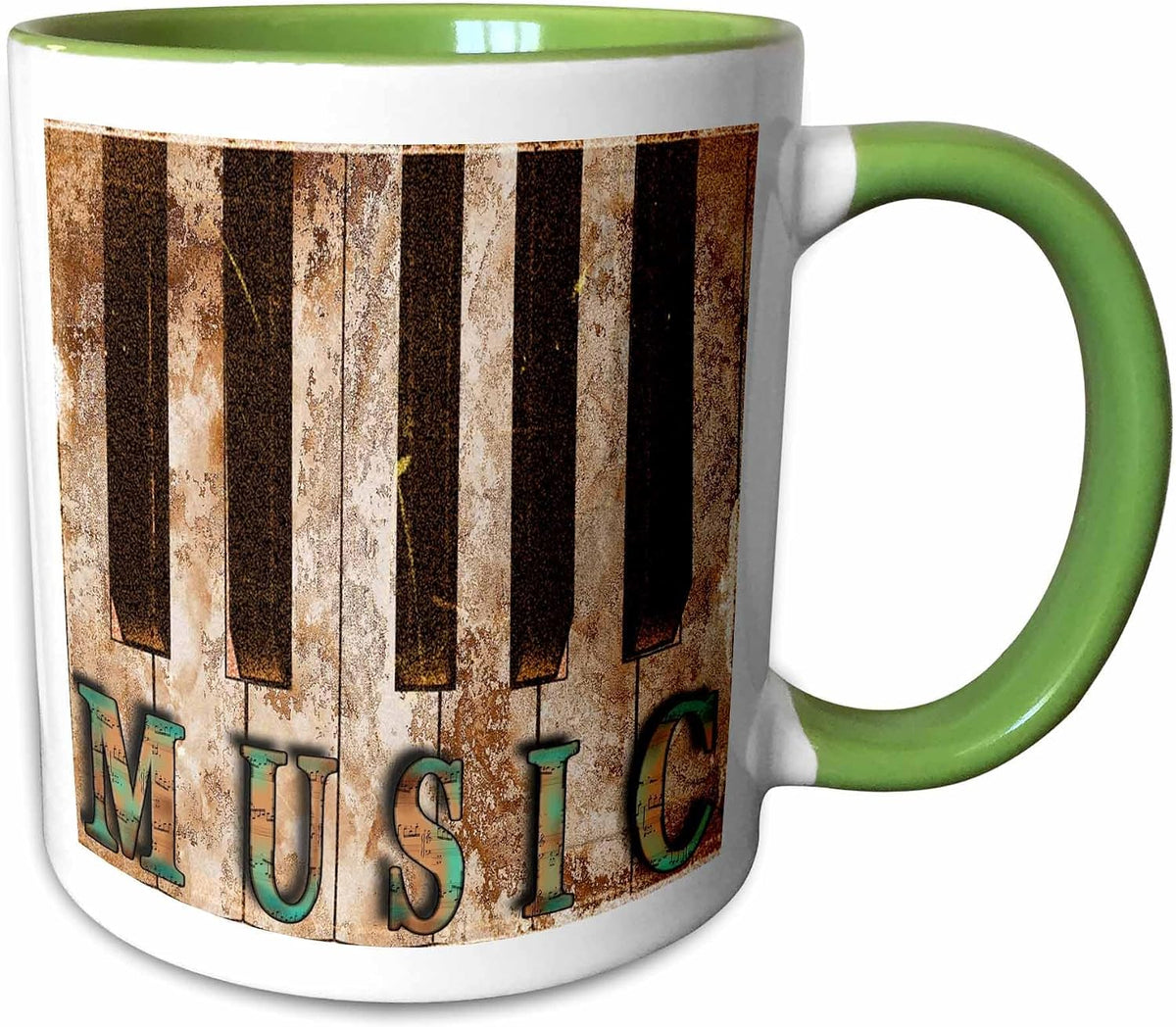Piano Keys With Word Music In Grunge Ceramic Mug