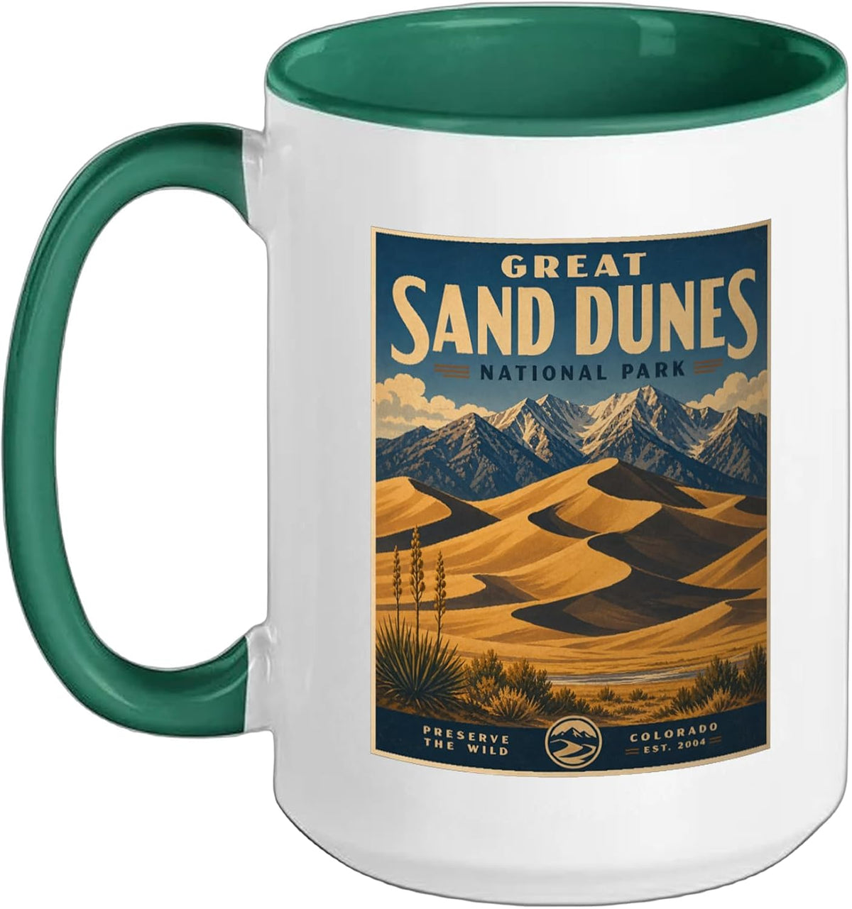 Great Sand Dunes National Park Retro Style Poster Ceramic Mug