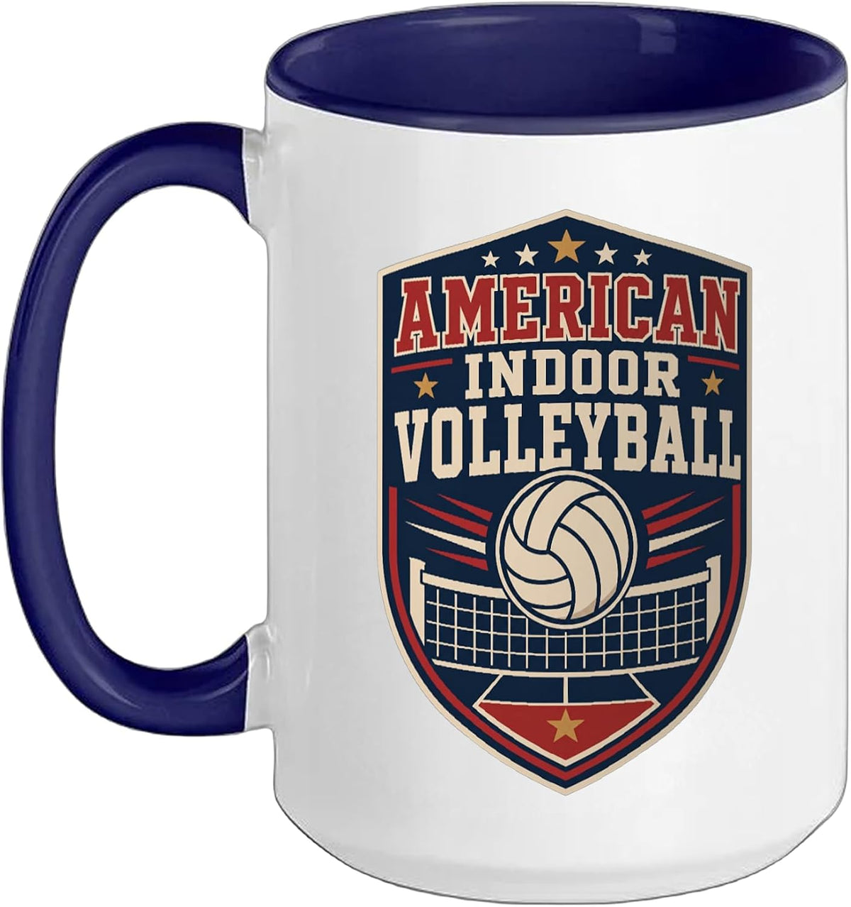Vintage American Indoor Volleyball Player Design Ceramic Mug