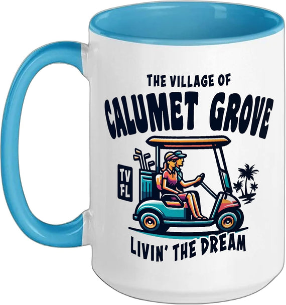 The Village Of Calumet Grove Golf Cart Design Ceramic Mug