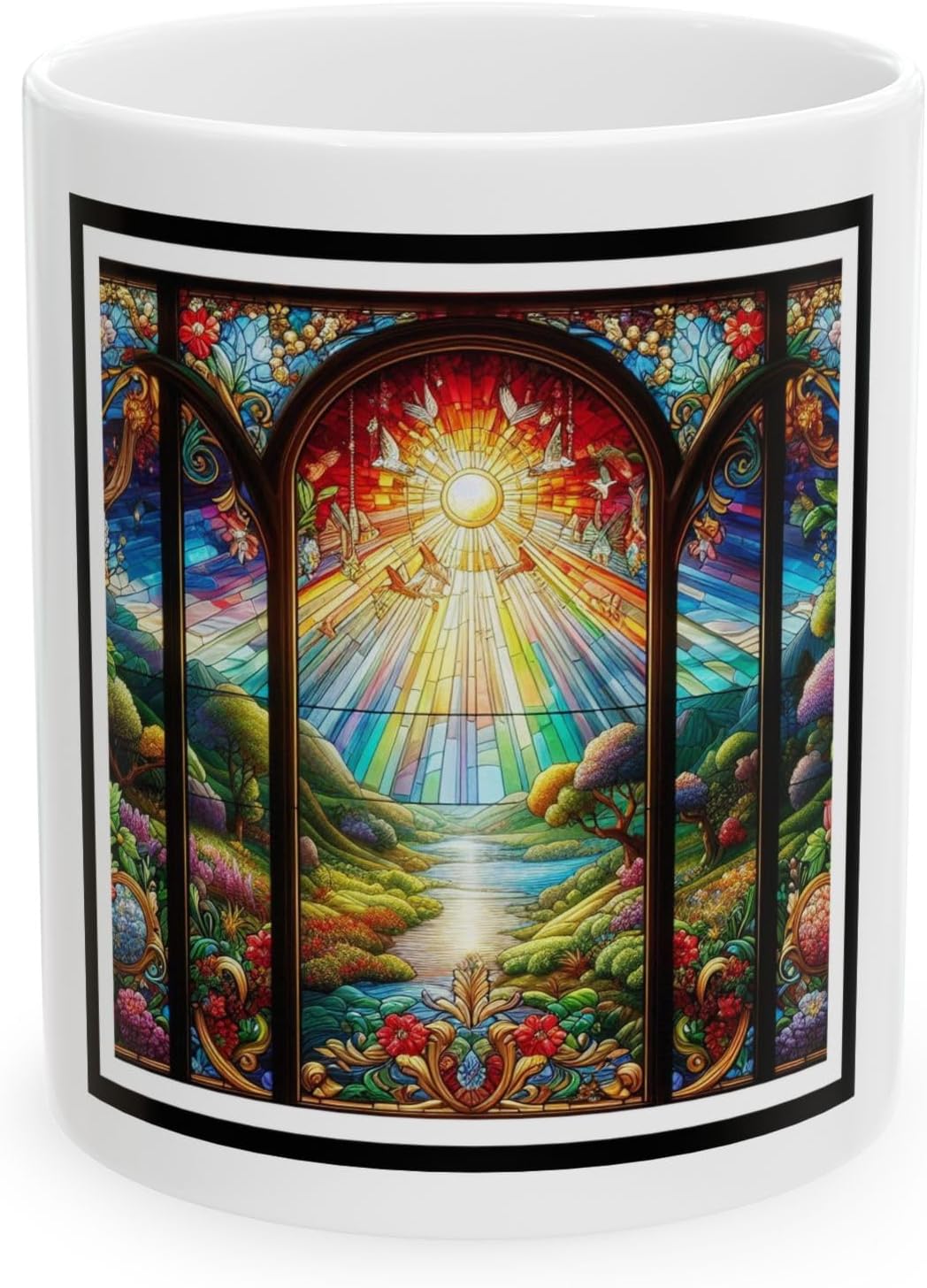 Very Colorful Stained Glass Window Ceramic Mug