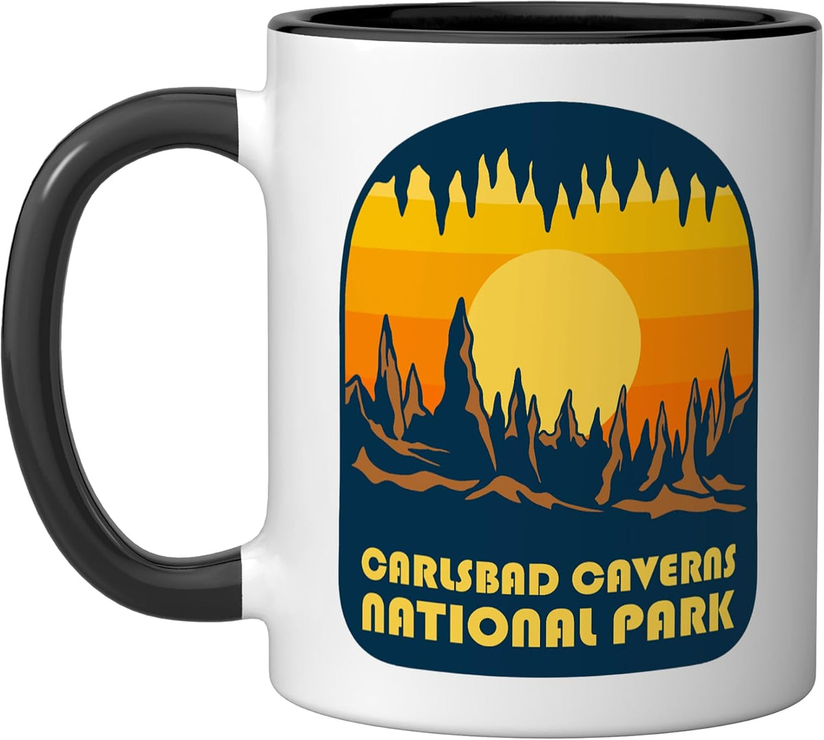 Carlsbad Caverns National Park Retro Sunset Ceramic Mug