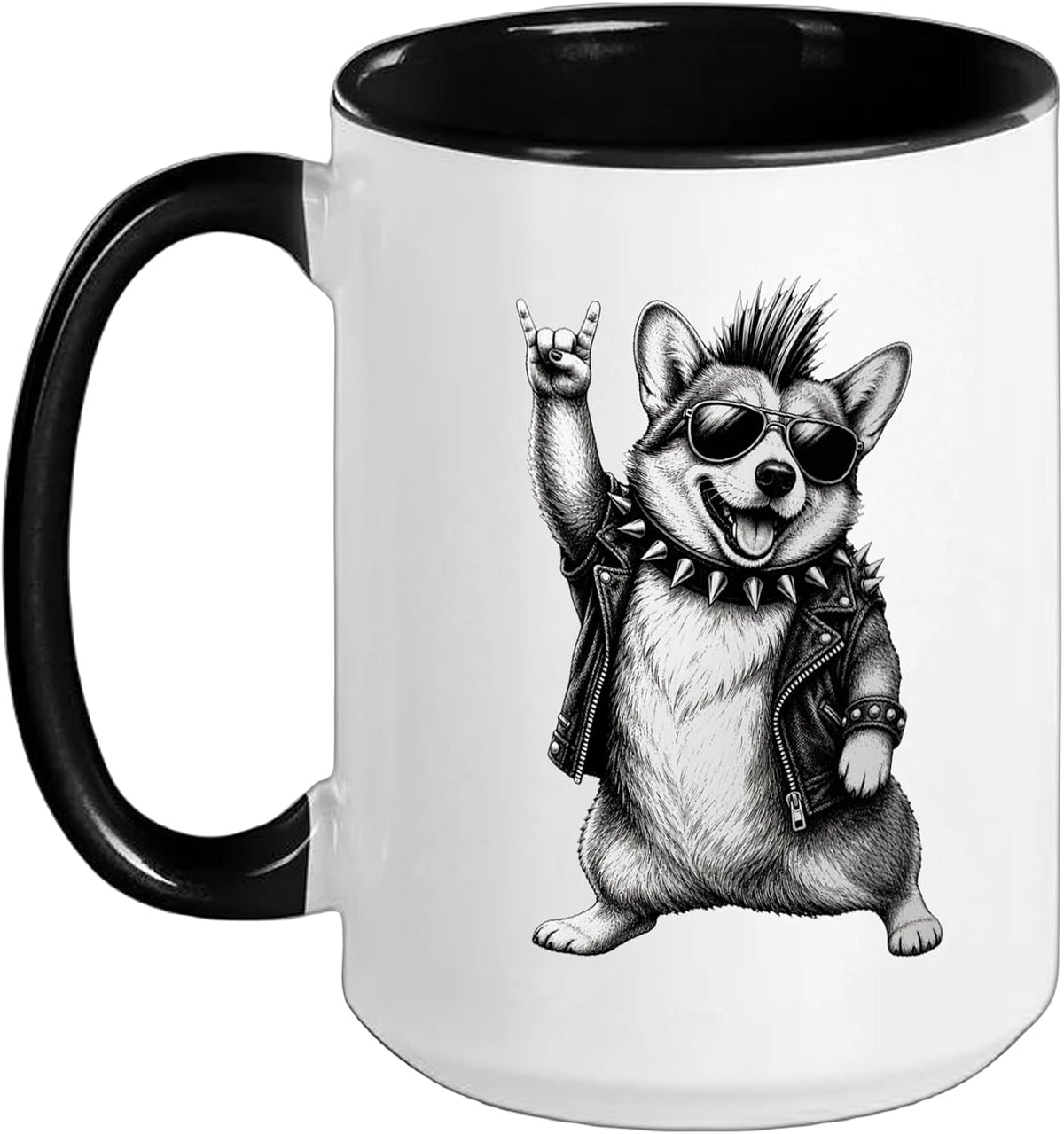 Corgi Punk Rock Music Mohawk Dog Lover Ceramic Mug