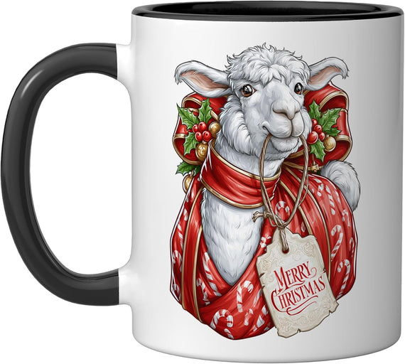 Alpaca Candy Cane Christmas Wrap Ceramic Mug