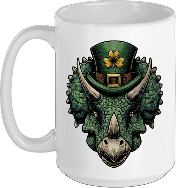Triceratops Dinosaur St. Patricks Day Pattys Day Irish Ceramic Mug