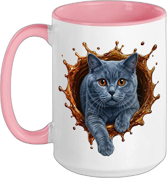 British Shorthair Cat Splash Ceramic Mug