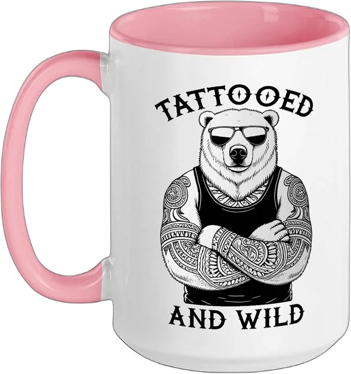 Tattooed And Wild Funny Inked Polar Bear Animal Tattoo Ceramic Mug