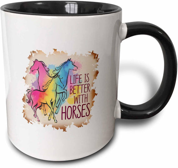 Life Is Better With Horses Elegant Colorful Ceramic Mug