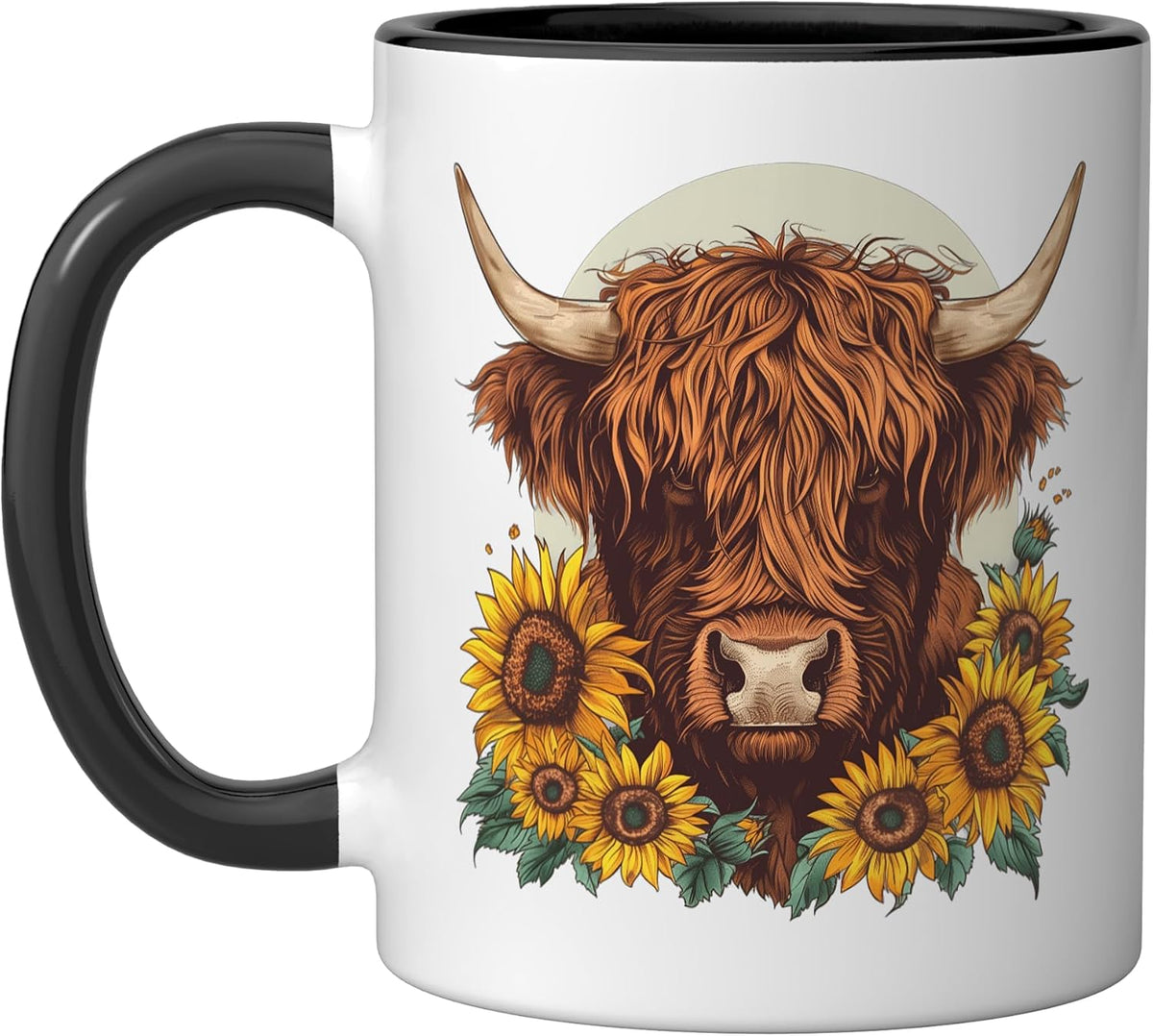 Highland Cow Sunflower Floral Farmer Farm Animal Vintage Ceramic Mug