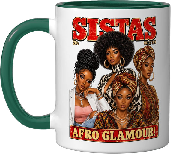 Sistas Afro Glamour Vintage Black Women Tee Ceramic Mug