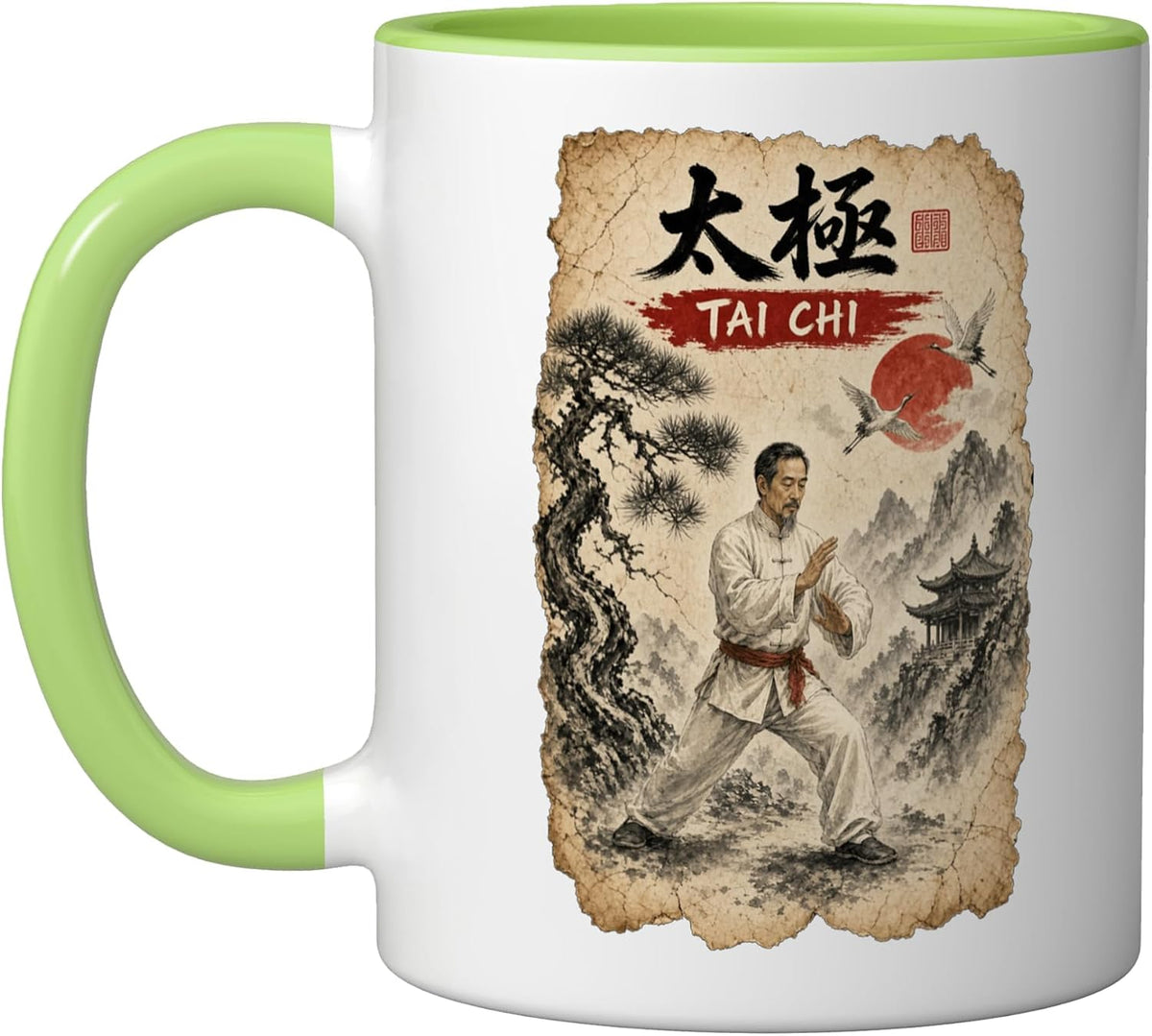 Tai Chi Calligraphy/Chinese Martial Arts Wushu Ink Design Ceramic Mug