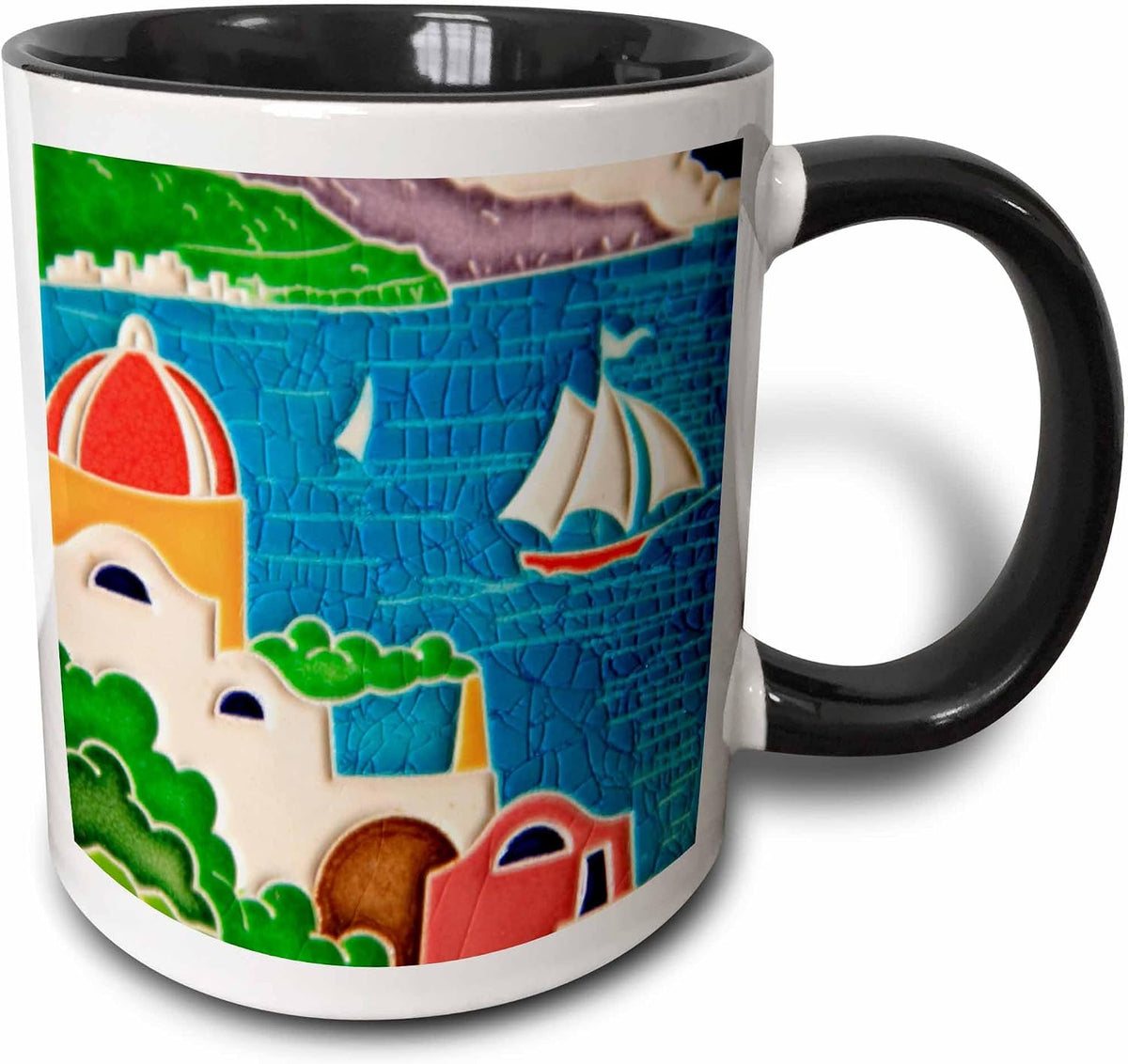 Hand-Painted Glazed Ceramic Tile, Italy Ceramic Mug