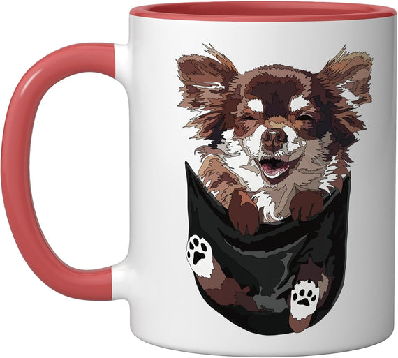 Chihuahua In Pocket Funny Chihuahua Long Haired Dog Lover Ceramic Mug