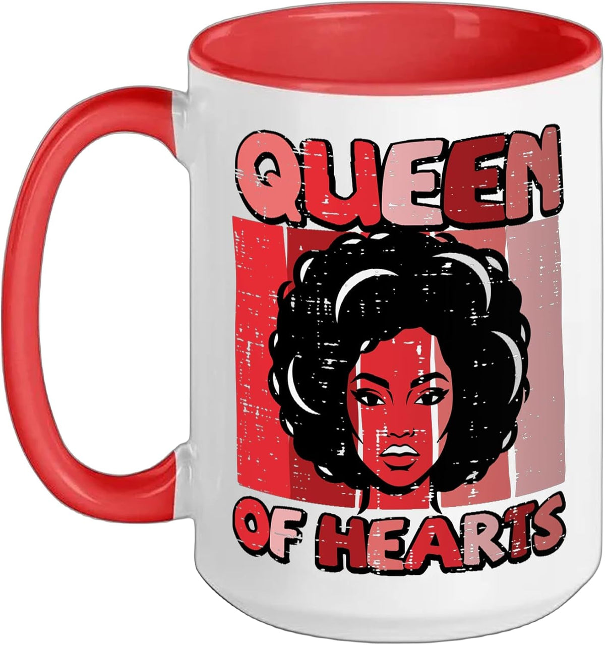 Valentines Day African Woman Queen Of Hearts Retro Women Ceramic Mug