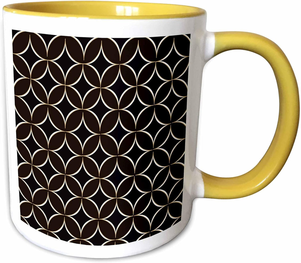 Elegant Coffee Brown & Black French Diamond Ceramic Mug