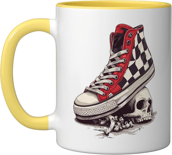 Checkered Sneaker Skull Punk Ceramic Mug