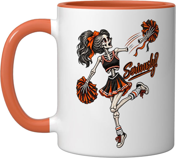 Skeleton Cheerleader Halloween Cheerleading Ceramic Mug