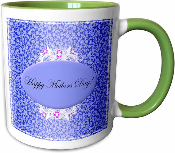 Dark Blue And White Floral Mothers Day Ceramic Mug