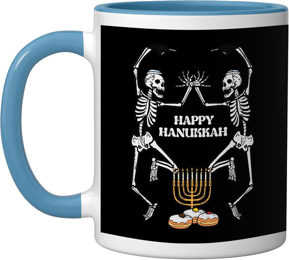 Happy Hanukkah Dancing Skeleton Ceramic Mug