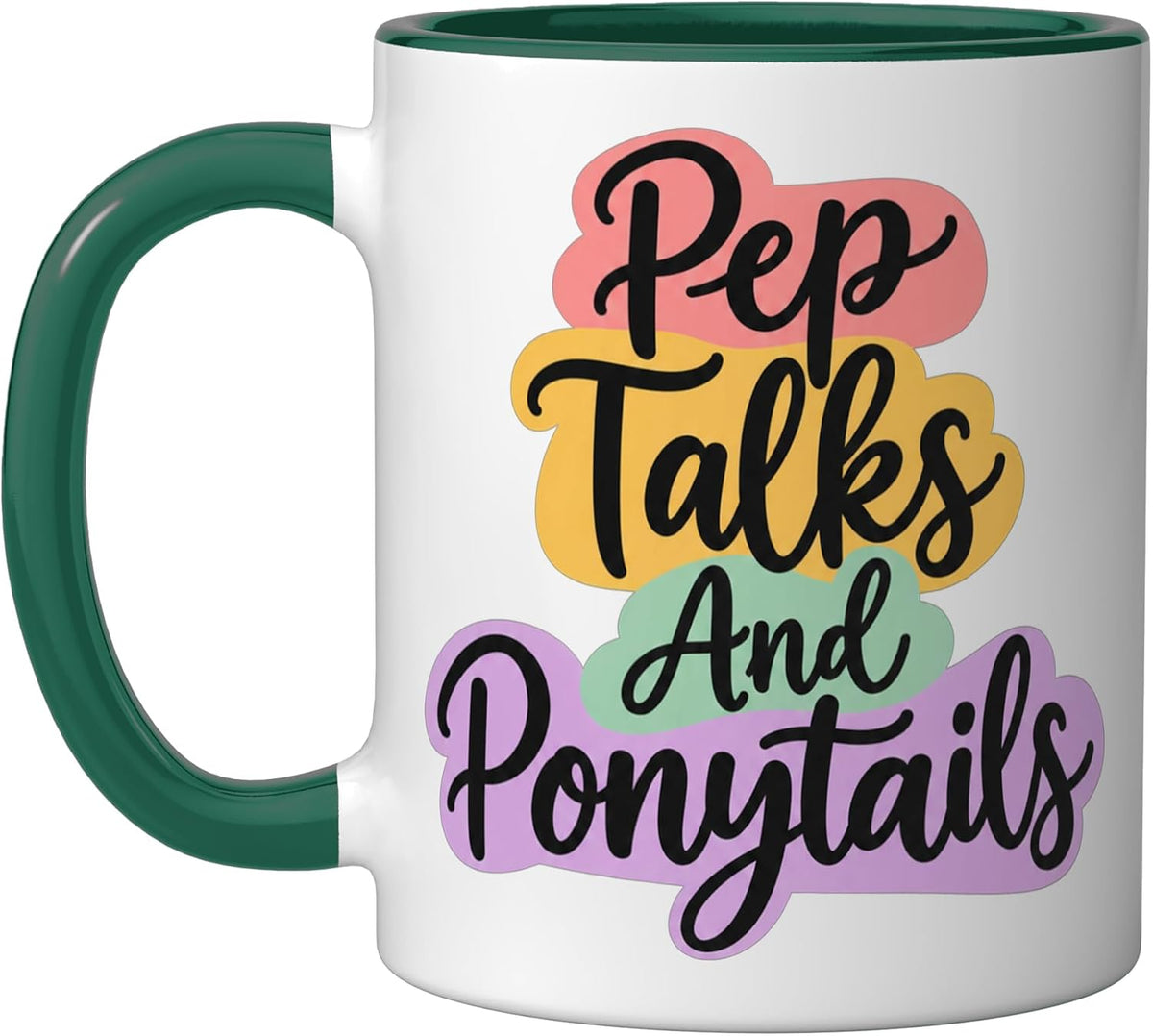 Pep Talks And Ponytails Cheerleading Ceramic Mug