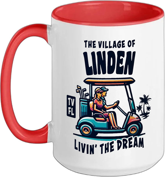 The Village Of Linden Golf Cart Design Ceramic Mug