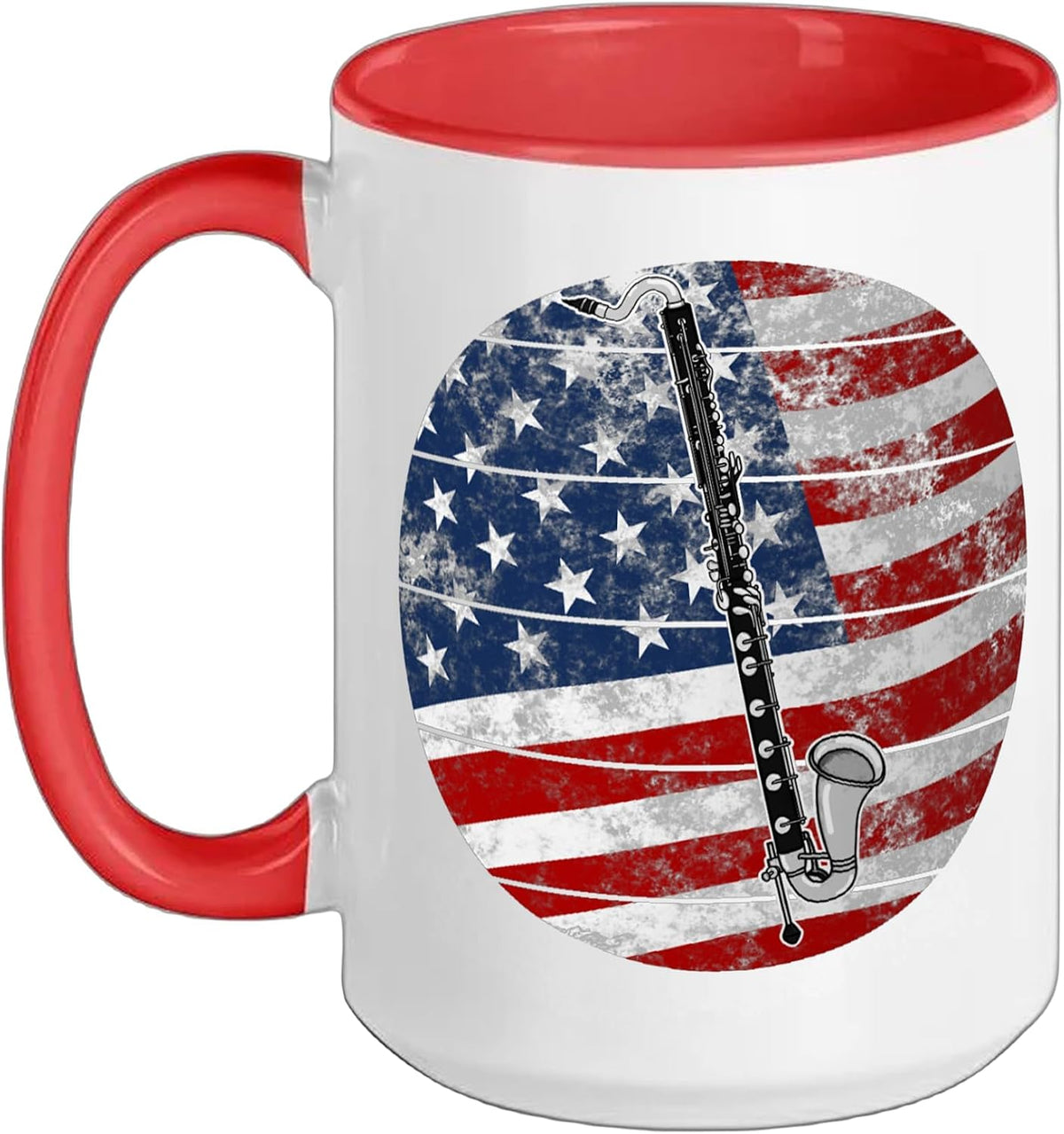 Bass Clarinet Usa Flag Clarinetist Patriotic Musician Ceramic Mug