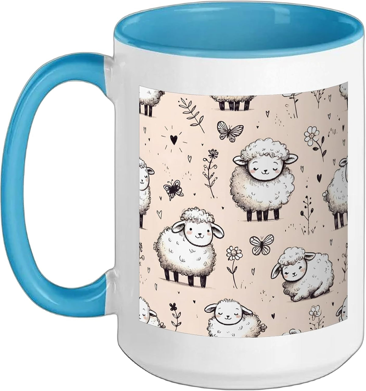 Beautiful Sheep Pattern Cute Sheep Ceramic Mug