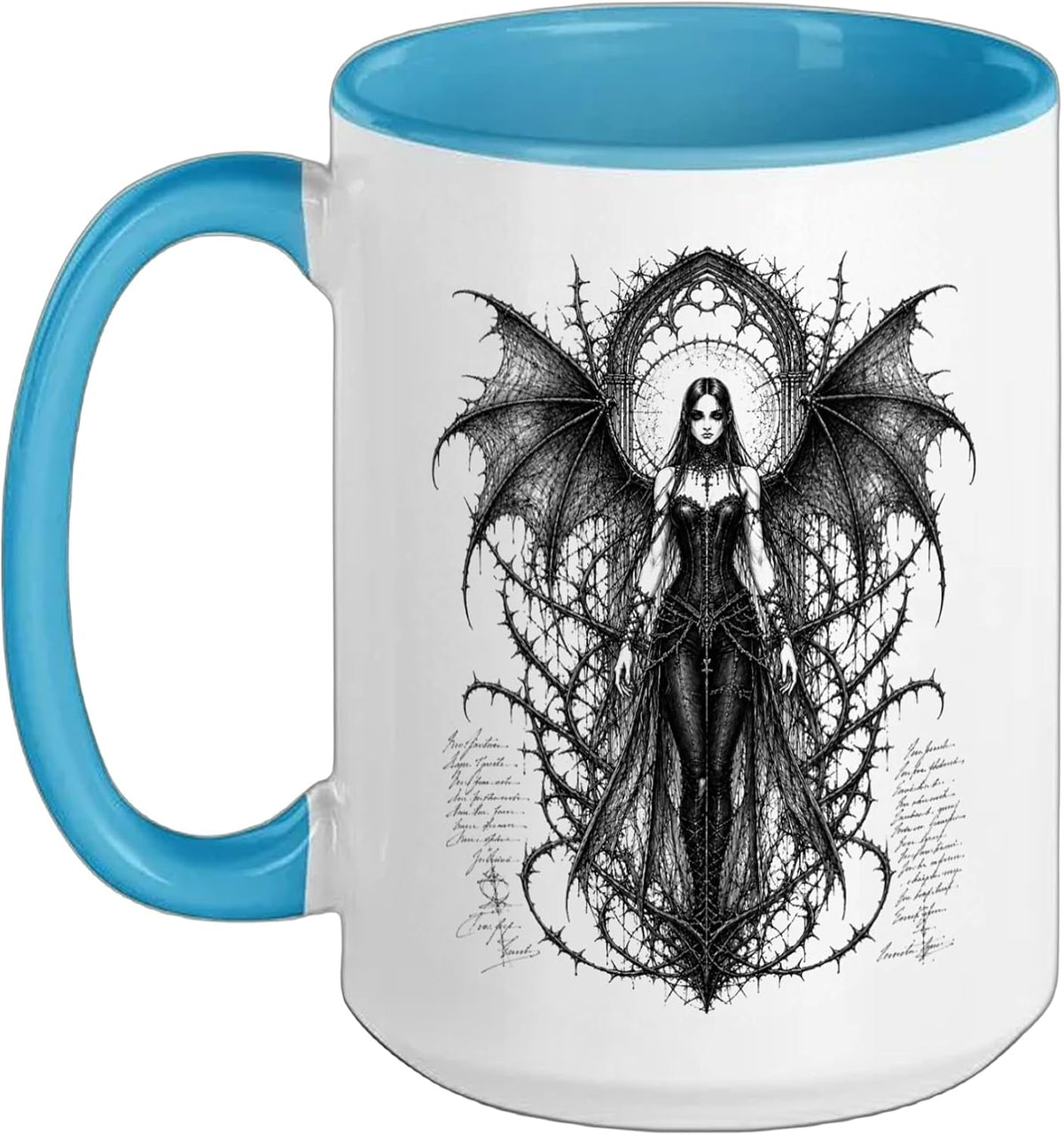 Gothic Winged Dark Fairy Sketch Aesthetic Alt Grunge Ceramic Mug