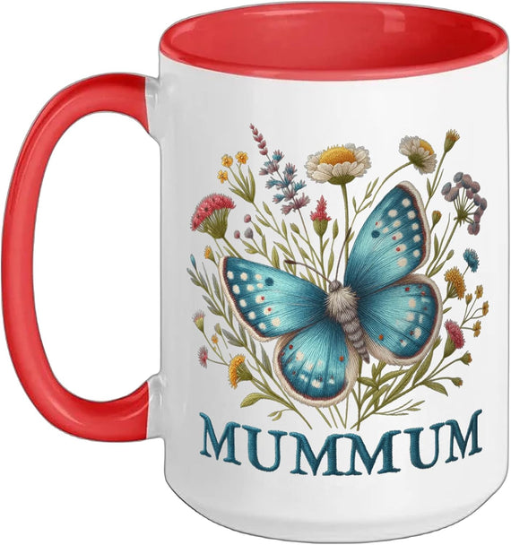 Mummum Grandma Butterfly Wildflower Botanical Design Ceramic Mug