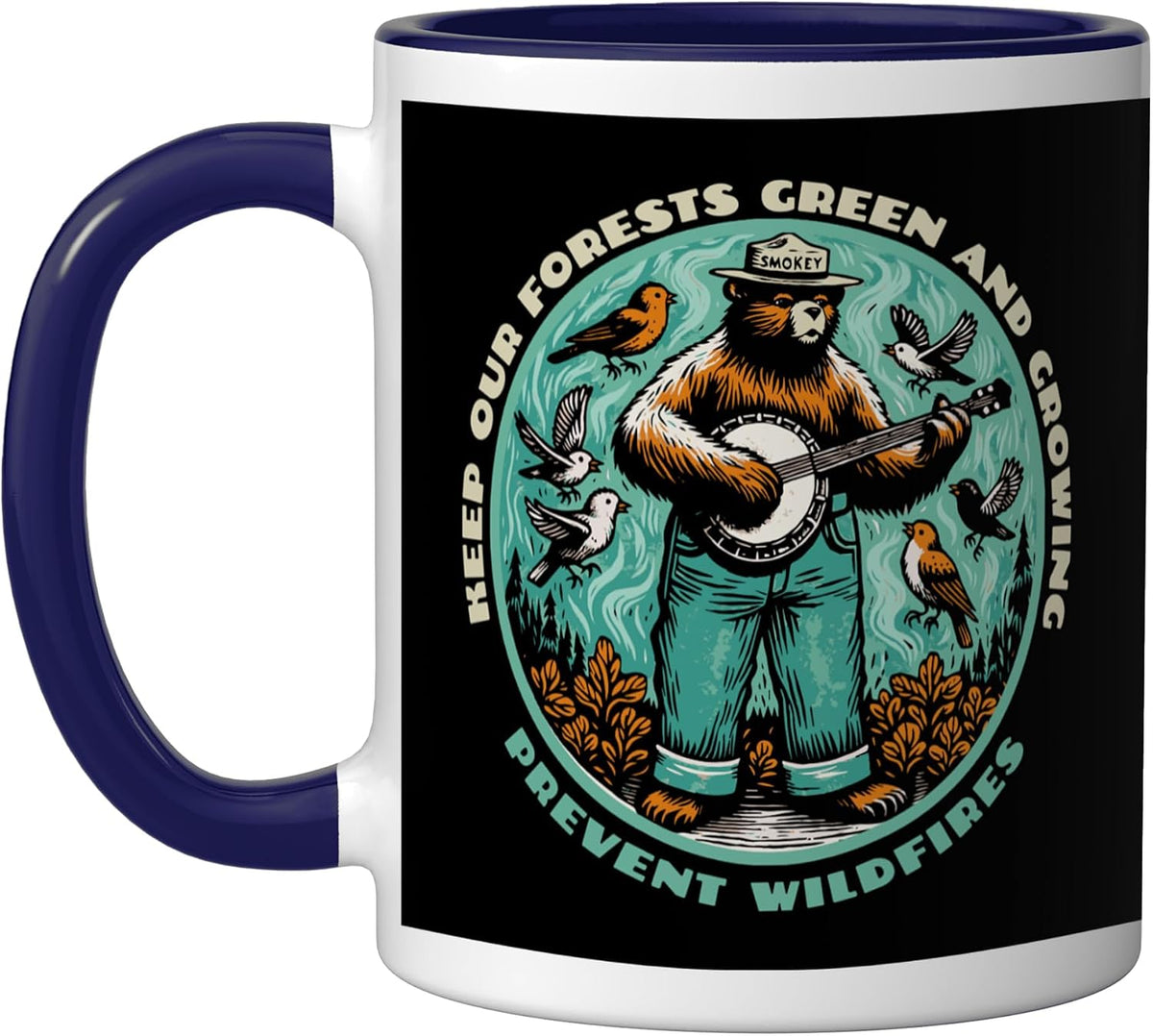 Prevent Wildfires Smokey Bear, Banjo & Birds Ceramic Mug