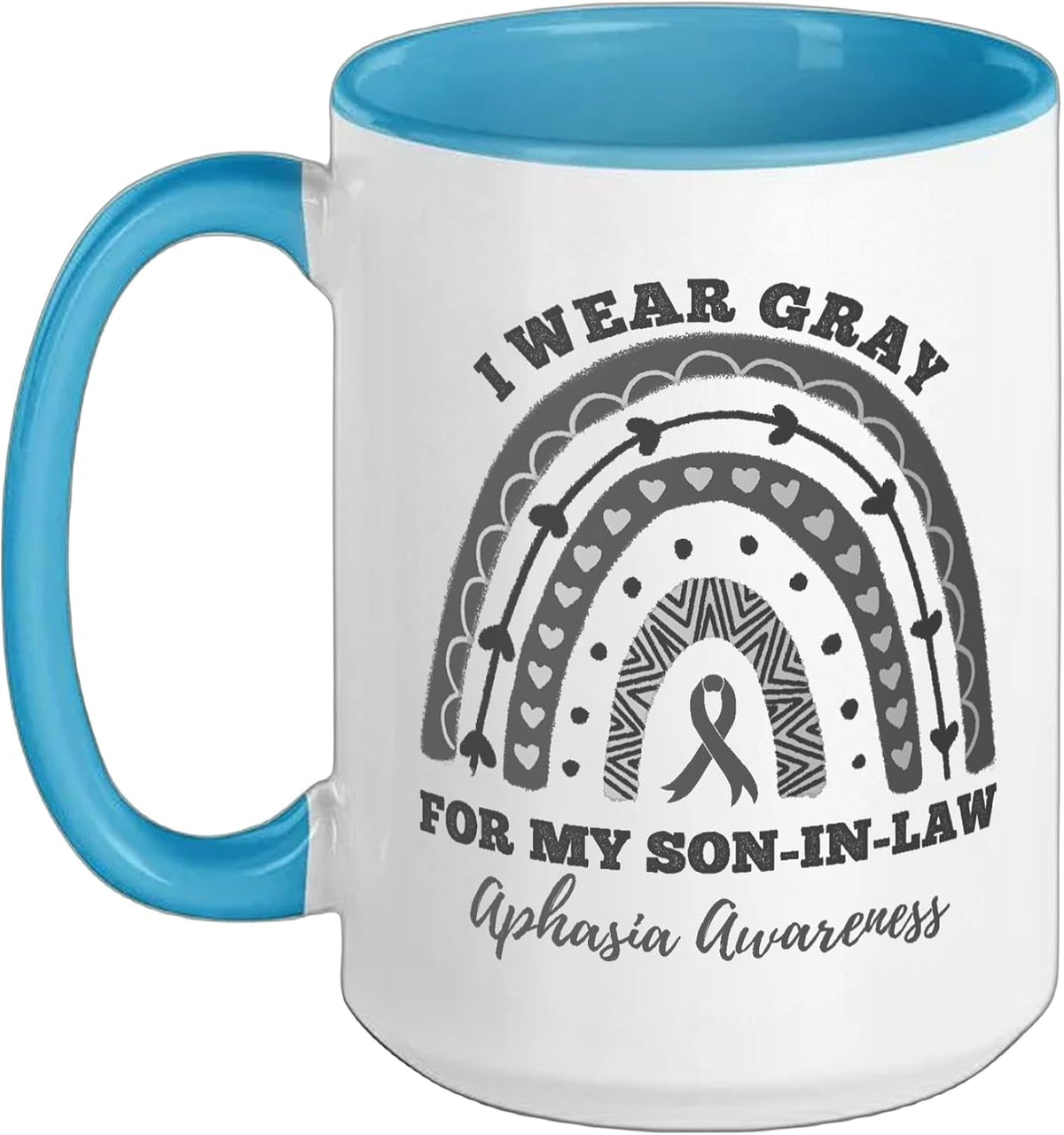 I Wear Gray For My Son-In-Law Aphasia Awareness Rainbow Ceramic Mug