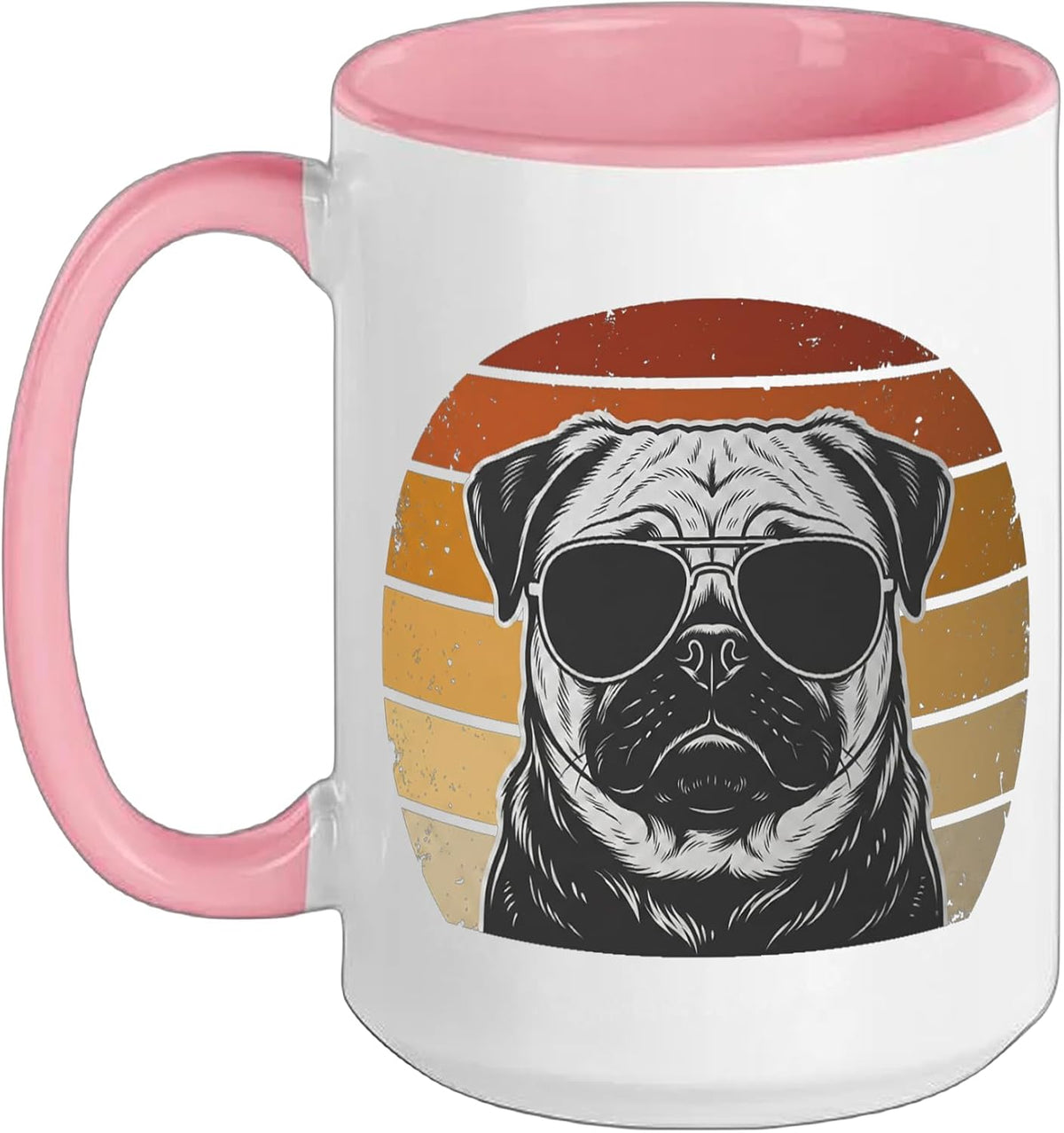 Pug Retro Sunset Dog Lover Vintage Cool Owner Ceramic Mug
