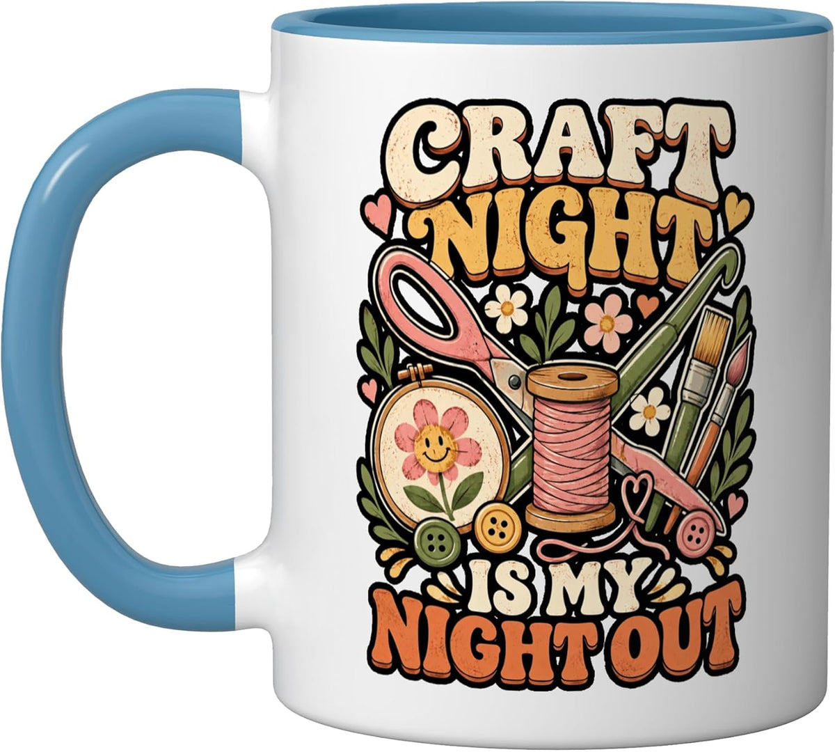 Craft Night Is My Night Out Retro Crafter Design Ceramic Mug
