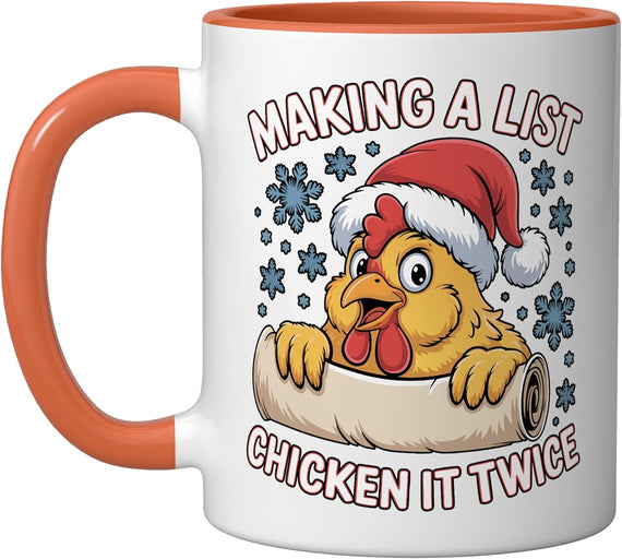 Making a List Chicken It Twice Funny Christmas Farm Ceramic Mug