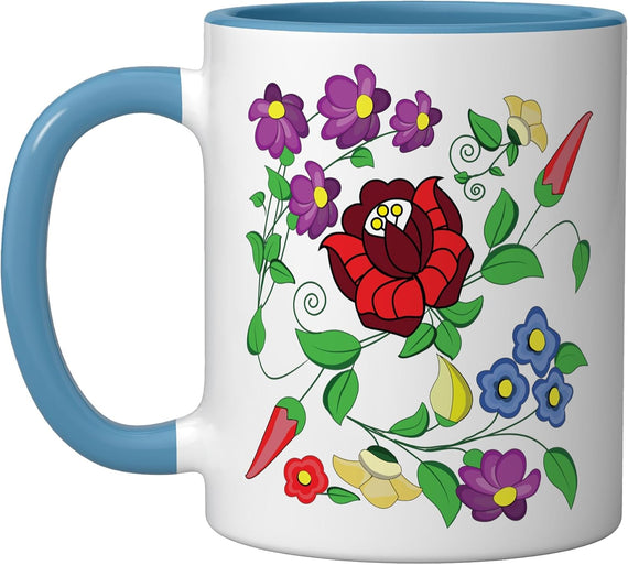 Hungarian Folk Art Vector Desing From Kalocsa Magyar Ceramic Mug