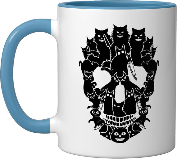 Halloween Black Cat Skull Skeleton Spooky Black Cat Ceramic Mug