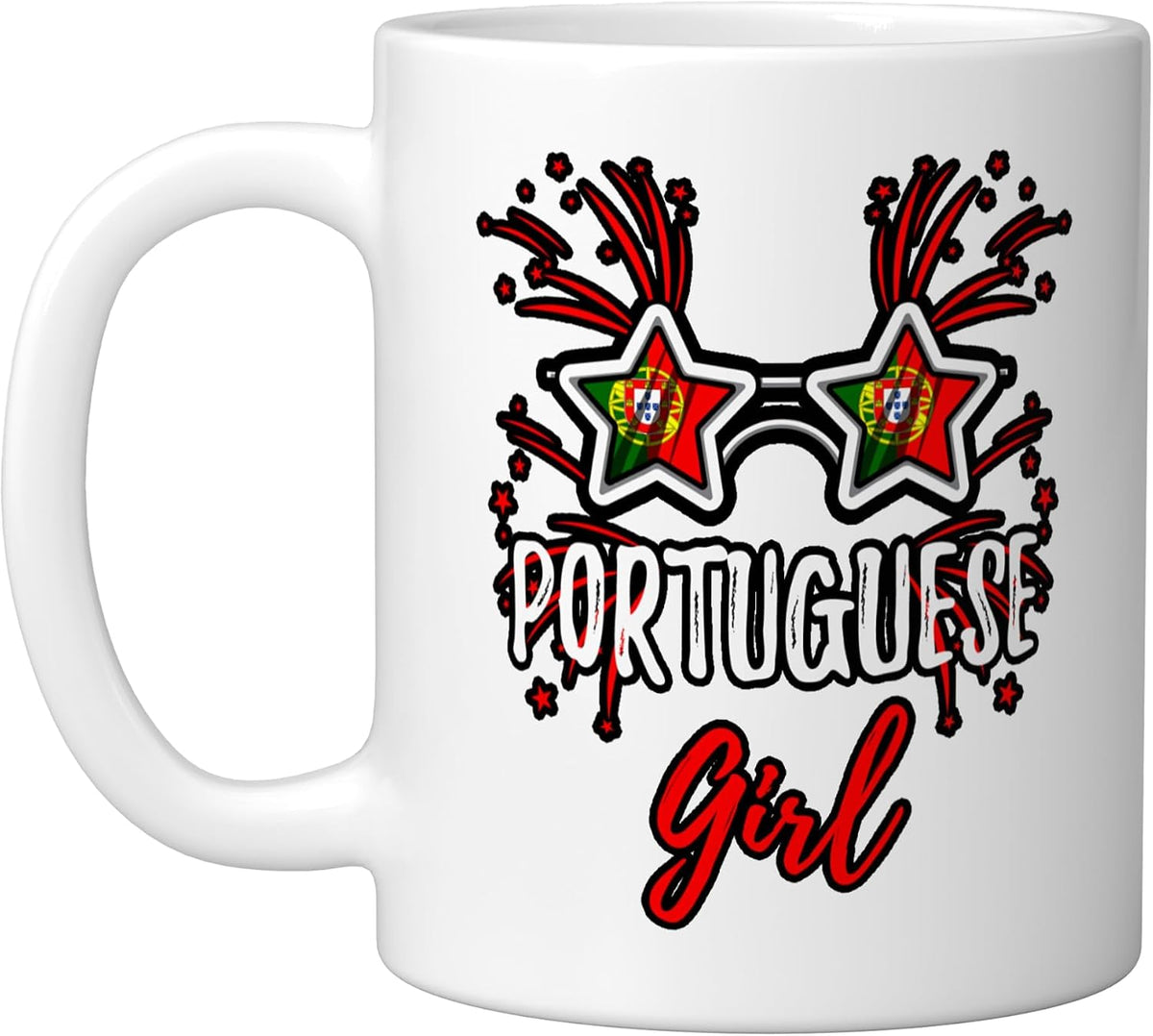Portugal Flag Sunglasses Portuguese Girl Ceramic Mug