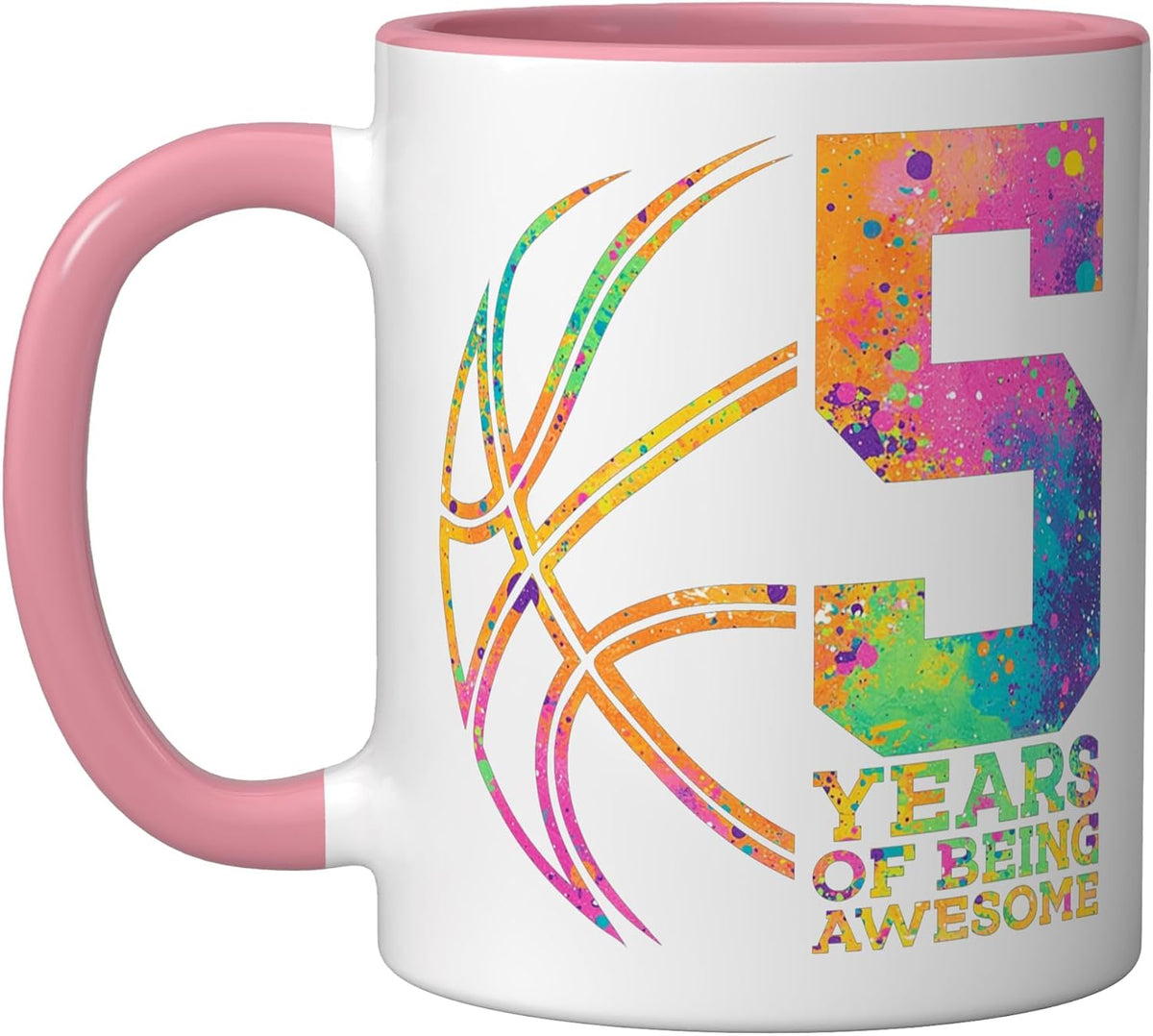 5 Years Of Being Awesome Basketball 5th Birthday Ceramic Mug