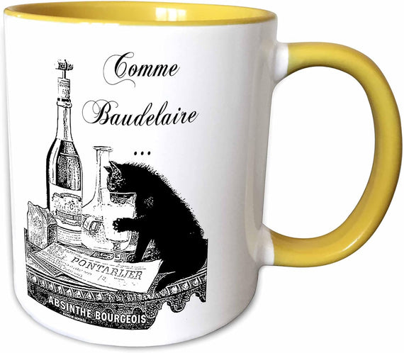 Black Cat French Art Ceramic Mug