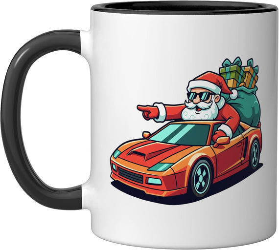 Car Santa Driving Sports Car Christmas Holiday Ceramic Mug